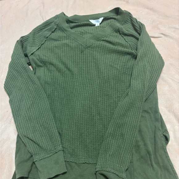 Time and Tru Olive Textured Knit Top - Picture 1 of 4